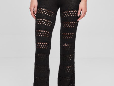 Urban Classics - Ladies Flared Crochet Knit Black - Pants For Cheap