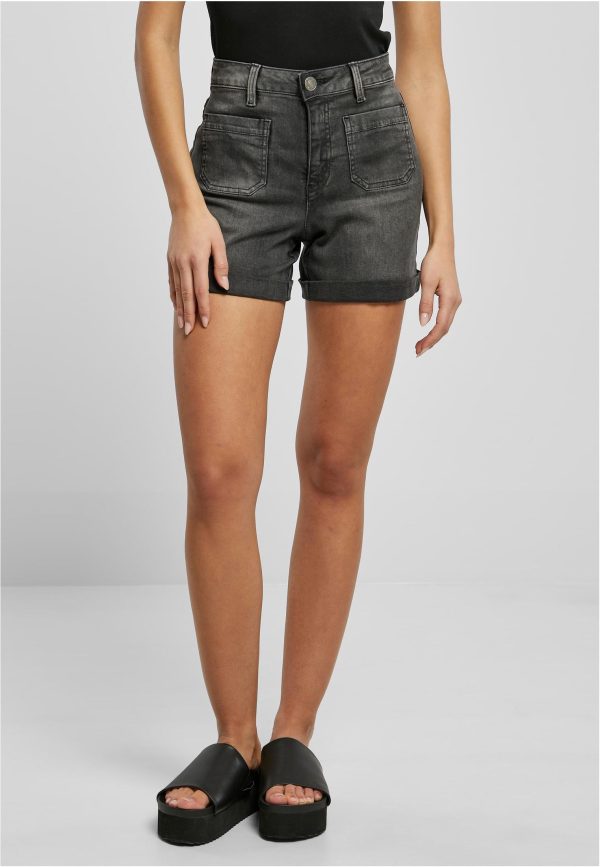 Urban Classics - Ladies Vintage Denim Black Washed - Shorts Discount