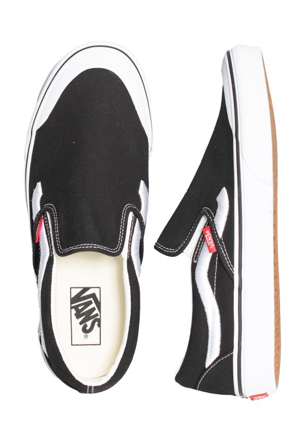 Vans - Classic Slip-On 138 Sidestripe Black True White - Shoes Online