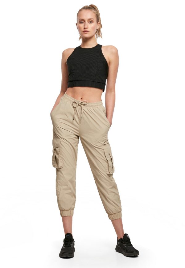 Urban Classics - Ladies High Waist Crinkle Nylon Cargo Concrete - Pants Supply