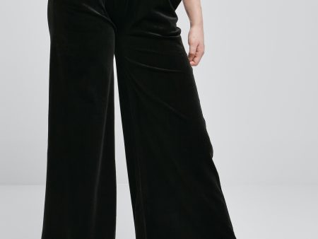 Urban Classics - Ladies High Waist Straight Velvet Black - Sweat Pants on Sale