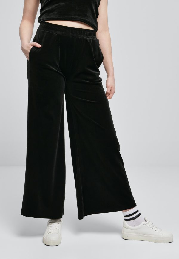 Urban Classics - Ladies High Waist Straight Velvet Black - Sweat Pants on Sale