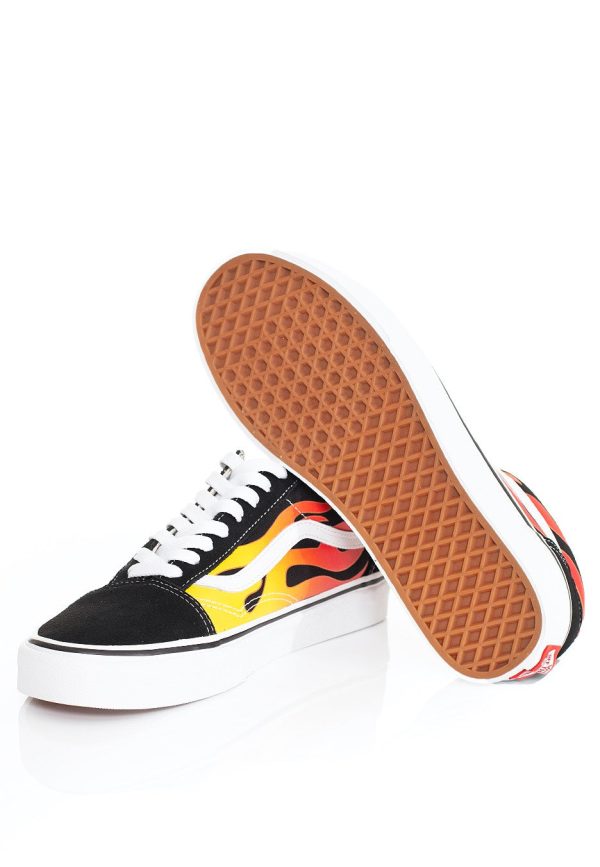 Vans - Old Skool (Flame) Black Black True White - Shoes Discount