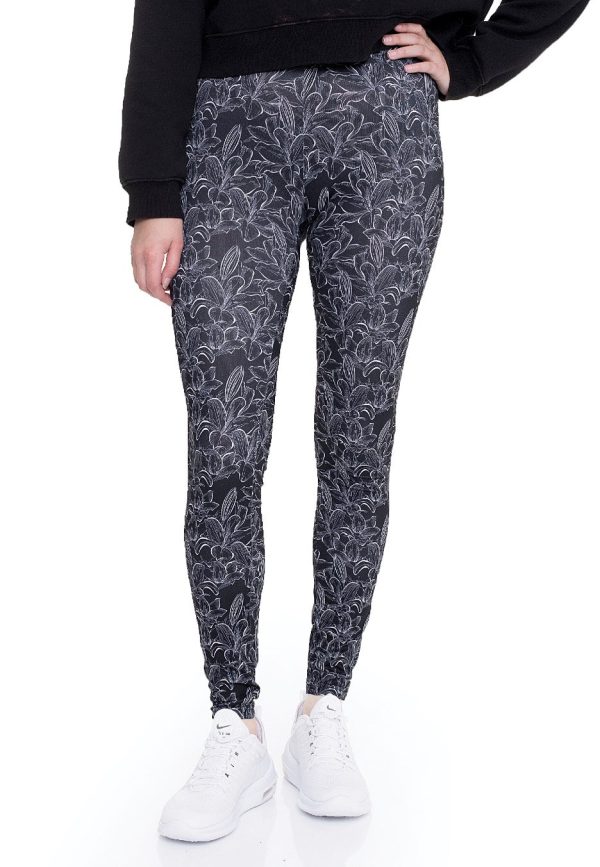 Urban Classics - Ladies AOP Hibiscus Black - Leggings Online Hot Sale