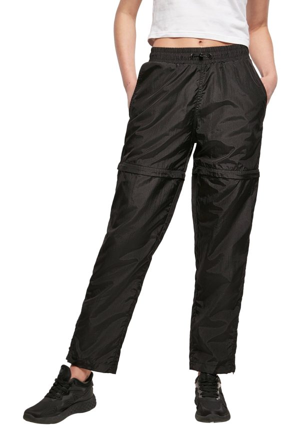 Urban Classics - Ladies Shiny Crinkle Nylon Zip Black - Pants Discount