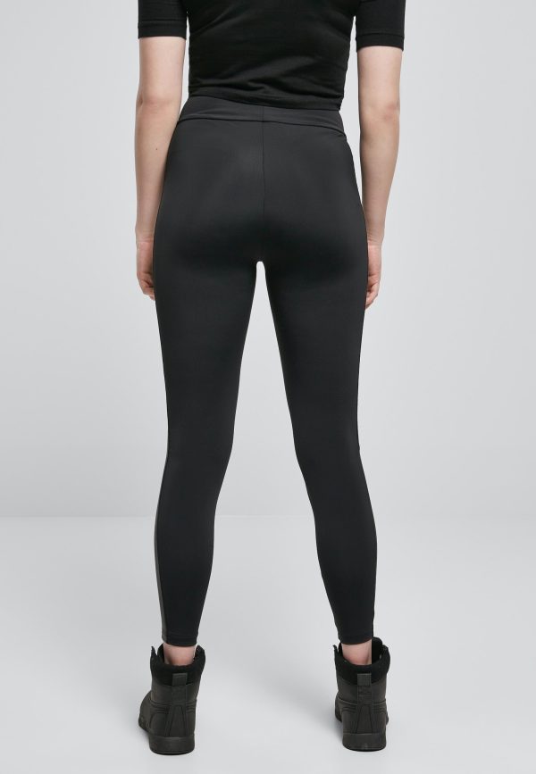 Urban Classics - Ladies Highwaist Shiny Stripe Black Black - Leggings Online now