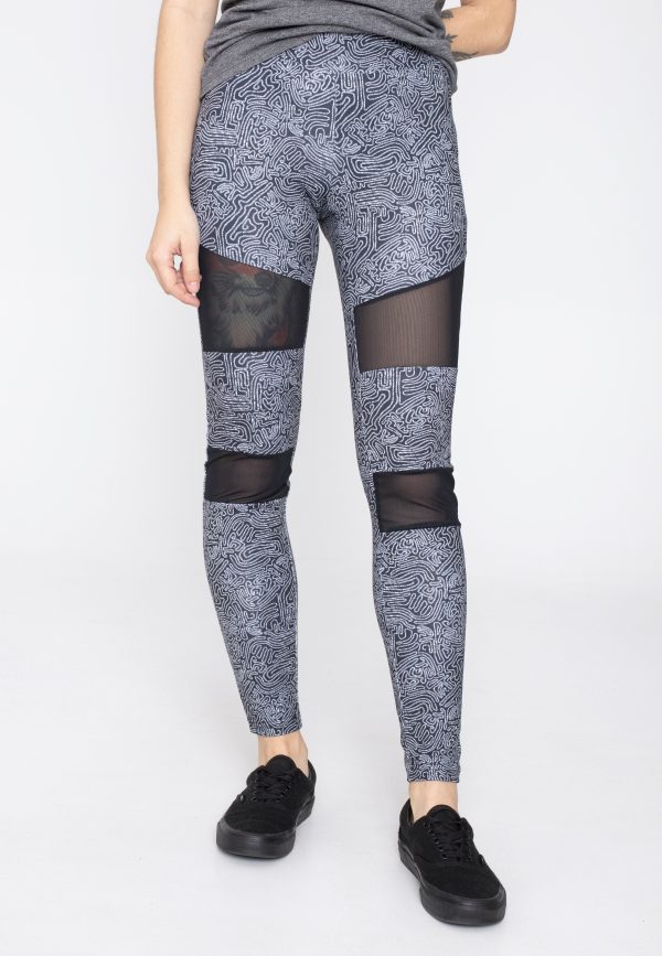 Urban Classics - Tech Mesh AOP Blackzen - Leggings Online Hot Sale