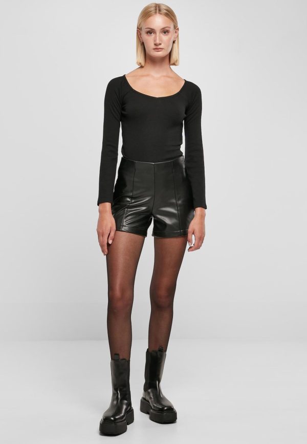 Urban Classics - Ladies Synthetic Leather Black - Shorts For Discount