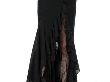 Dark In Love - Black Mermaid Ruffle Slim Long - Skirt Discount