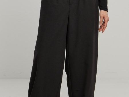 Urban Classics - Ladies Ultra Wide Pleat Front Black - Pants For Discount