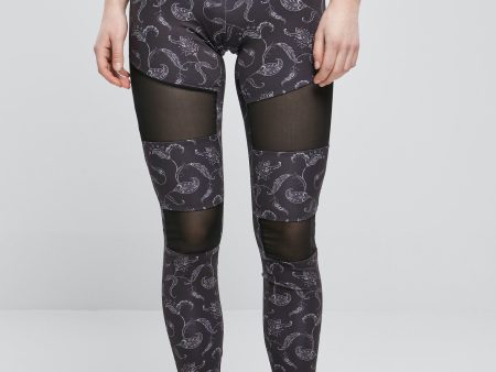 Urban Classics - Tech Mesh AOP Black Paisley - Leggings For Discount