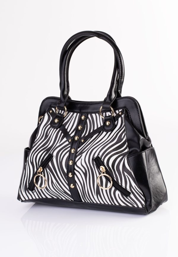 Jawbreaker - Zebra Studded Shoulder Black - Bag on Sale