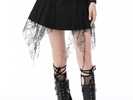 Dark In Love - Punk Rock Cross Spider Net Mini Black - Skirt on Sale