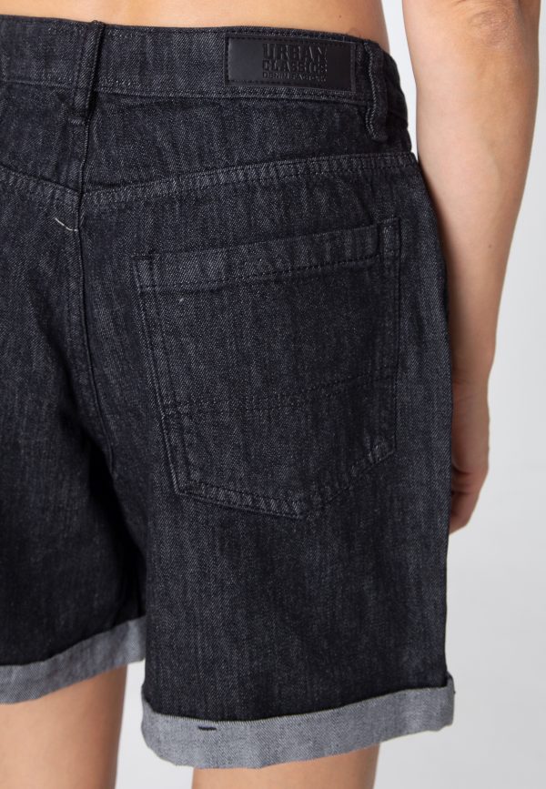 Urban Classics - Ladies High Waist Boyfriend Black Washed - Shorts Sale