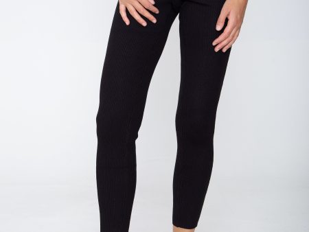 Urban Classics - Ladies Rib Knit Black - Leggings Supply