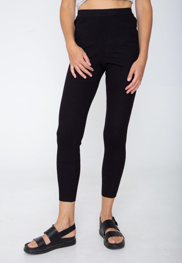 Urban Classics - Ladies Rib Knit Black - Leggings Supply