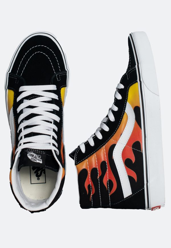 Vans - SK8 Hi Reissue (Flame) Black Black True White - Shoes Fashion