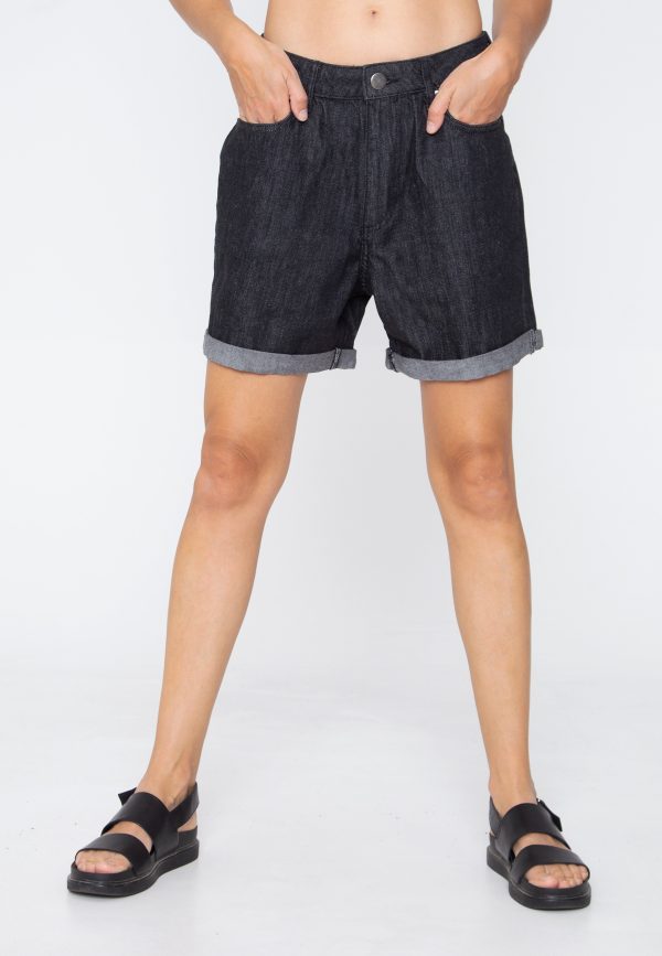 Urban Classics - Ladies High Waist Boyfriend Black Washed - Shorts Sale