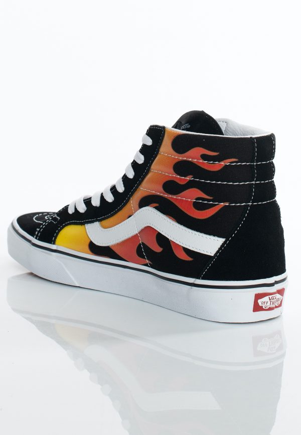 Vans - SK8 Hi Reissue (Flame) Black Black True White - Shoes Fashion