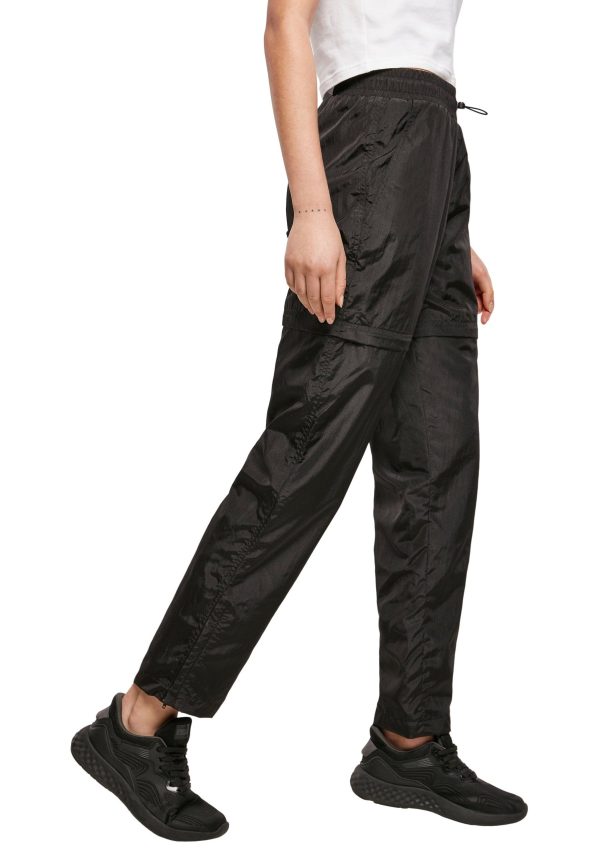 Urban Classics - Ladies Shiny Crinkle Nylon Zip Black - Pants Discount