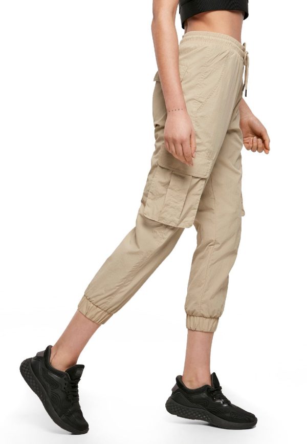 Urban Classics - Ladies High Waist Crinkle Nylon Cargo Concrete - Pants Supply