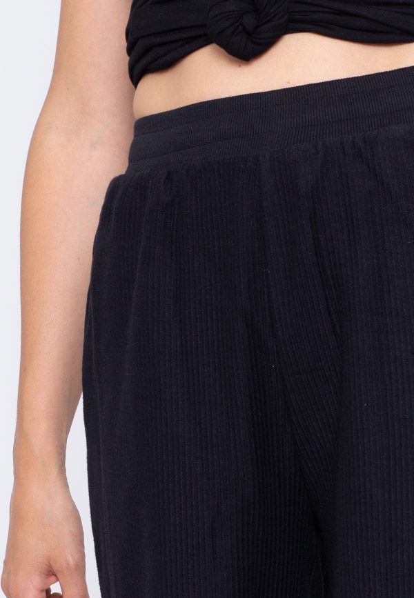 Urban Classics - Ladies Straight Rib Terry Black - Pants Fashion