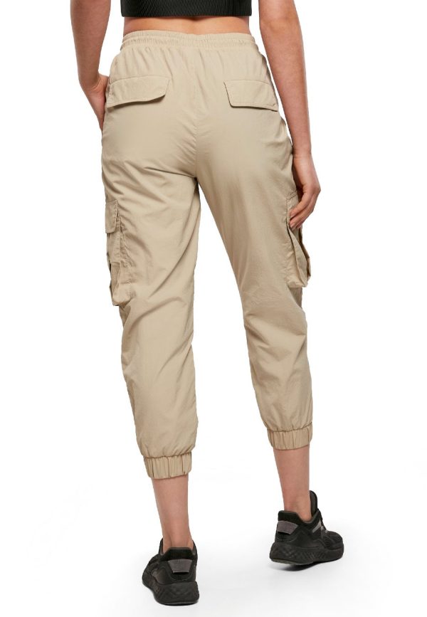 Urban Classics - Ladies High Waist Crinkle Nylon Cargo Concrete - Pants Supply