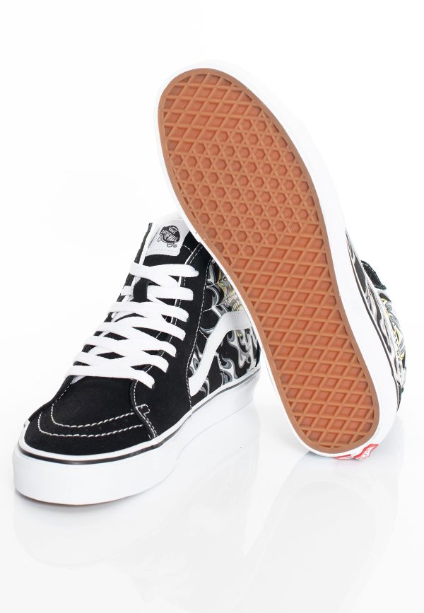 Vans - Sk8-Hi Flame Skull Black True White - Shoes Fashion