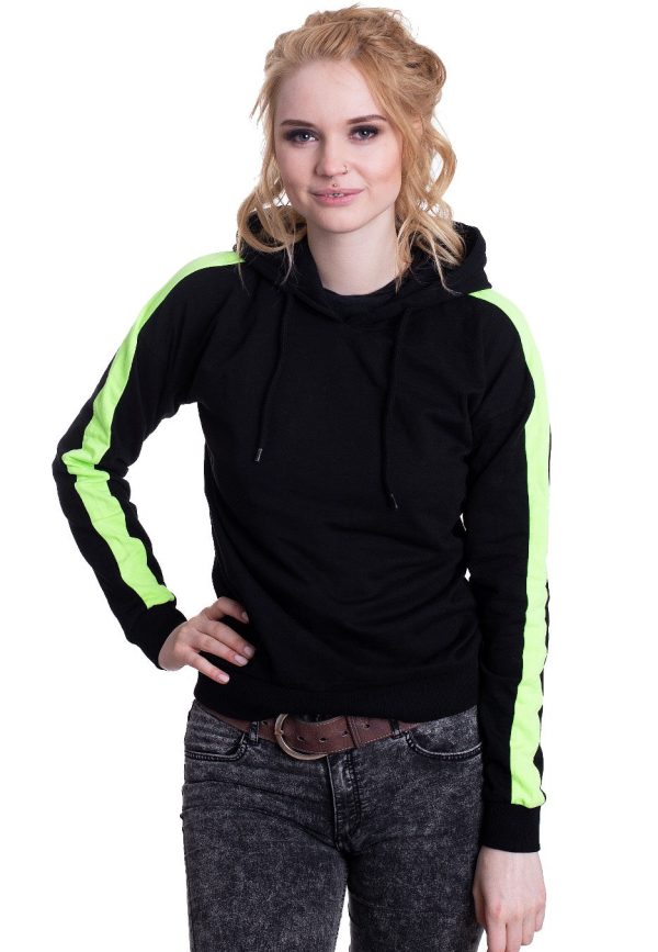 Urban Classics - Ladies Neon Shoulder Stripe Black Electriclime - Hoodie For Discount