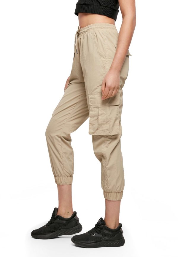 Urban Classics - Ladies High Waist Crinkle Nylon Cargo Concrete - Pants Supply