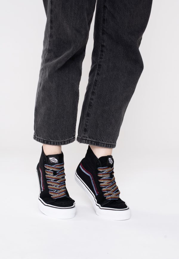 Vans - Sk8-Hi Tapered Embroidery Black - Girl Shoes For Discount