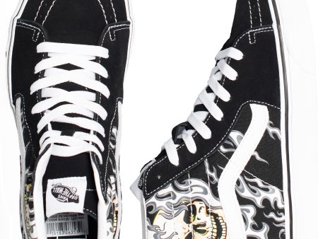 Vans - Sk8-Hi Flame Skull Black True White - Shoes Fashion