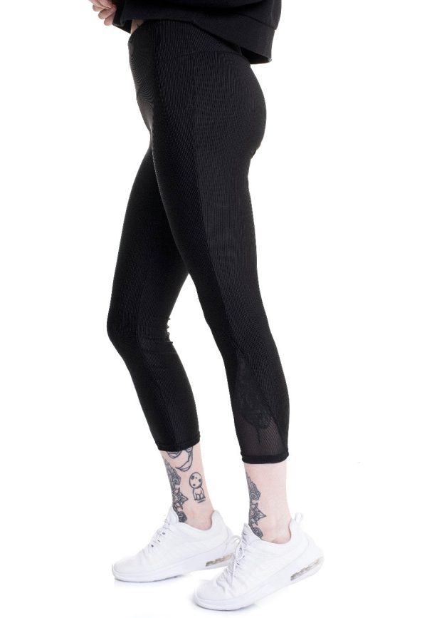 Urban Classics - Ladies High Waist Shiny Rib Pedal Pusher Black - Leggings Hot on Sale