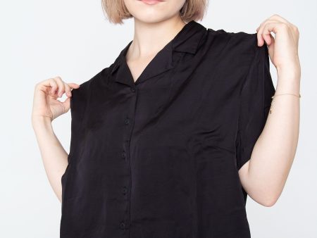 Urban Classics - Ladies Viscose Satin Resort Black - Shirt Cheap