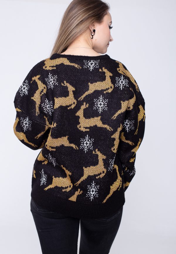 Urban Classics - Ladies Oversized Christmas Black Gold - Pullover Hot on Sale