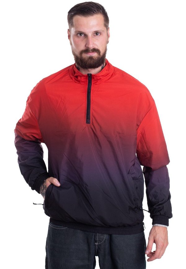 Urban Classics - Gradient Pull Over Jacket Black Red - Jacket Supply