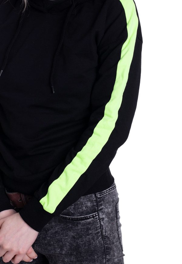 Urban Classics - Ladies Neon Shoulder Stripe Black Electriclime - Hoodie For Discount