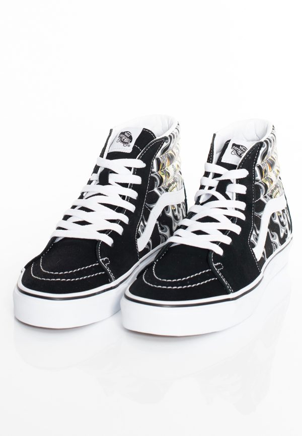 Vans - Sk8-Hi Flame Skull Black True White - Shoes Fashion