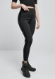 Urban Classics - Ladies Highwaist Shiny Stripe Black Black - Leggings Online now