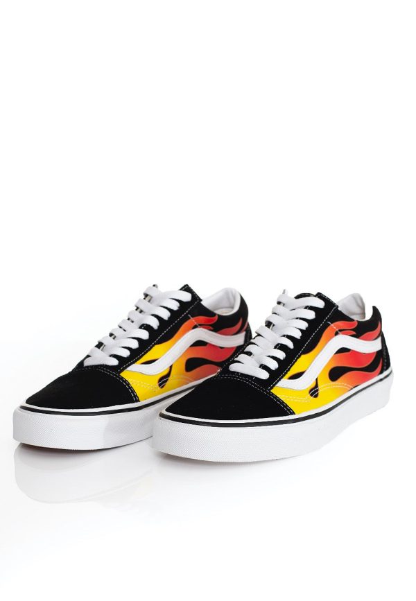 Vans - Old Skool (Flame) Black Black True White - Shoes Discount