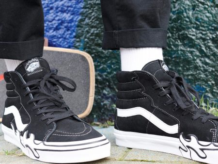 Vans - Sk8 Hi Flame Suede Black White - Shoes Hot on Sale