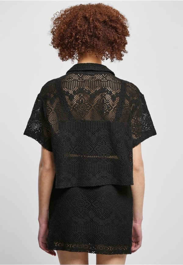 Urban Classics - Ladies Crochet Lace Resort Black - Shirt Sale