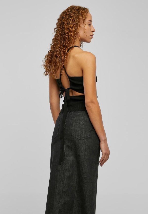 Urban Classics - Ladies Rib Knit Crossed Back Black - Top Online Sale