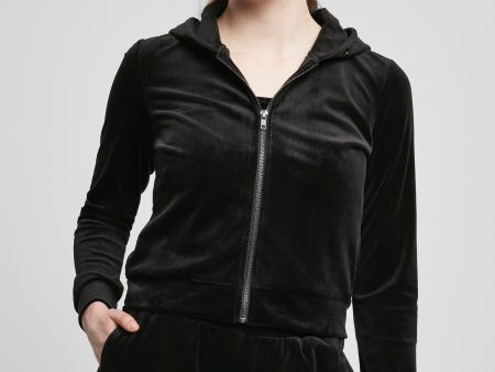 Urban Classics - Ladies Short Velvet Zip Black - Zipper Online Hot Sale