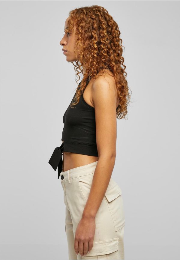 Urban Classics - Ladies Cropped Knot Black - Top Fashion