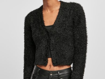 Urban Classics - Ladies Cropped Feather Black - Cardigan Sale