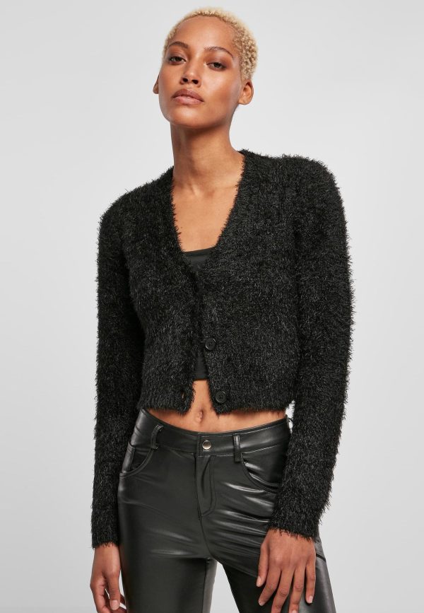 Urban Classics - Ladies Cropped Feather Black - Cardigan Sale