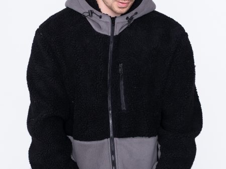 Urban Classics - Hooded Sherpa Black Asphalt - Jacket Fashion