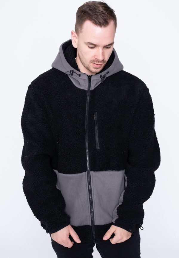 Urban Classics - Hooded Sherpa Black Asphalt - Jacket Fashion