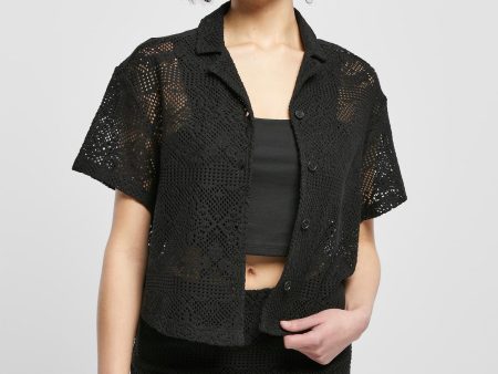 Urban Classics - Ladies Crochet Lace Resort Black - Shirt Sale